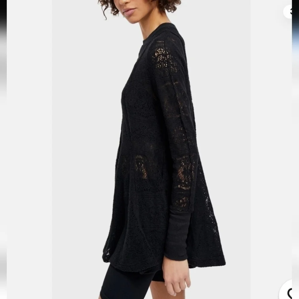 FREE PEOPLE COFFEE IN THE MORNING TUNIC DRESS UNCONVENTIONAL LACE SZ XS